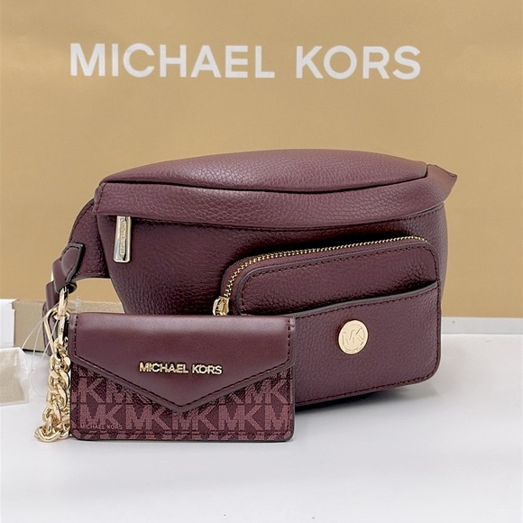 Michael Kors Maisie 2 In 1 Small Leather Waist pack Fanny pack Bag (Oxblood) MK - Picture 3 of 16